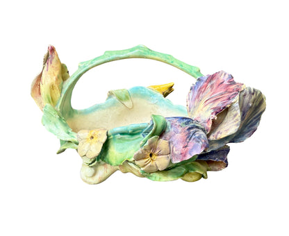 Antique Longchamp Majolica Iris Basket – 19th Century