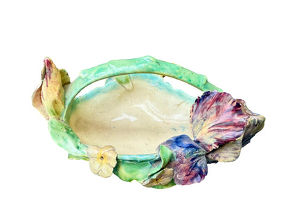 Antique Longchamp Majolica Iris Basket – 19th Century