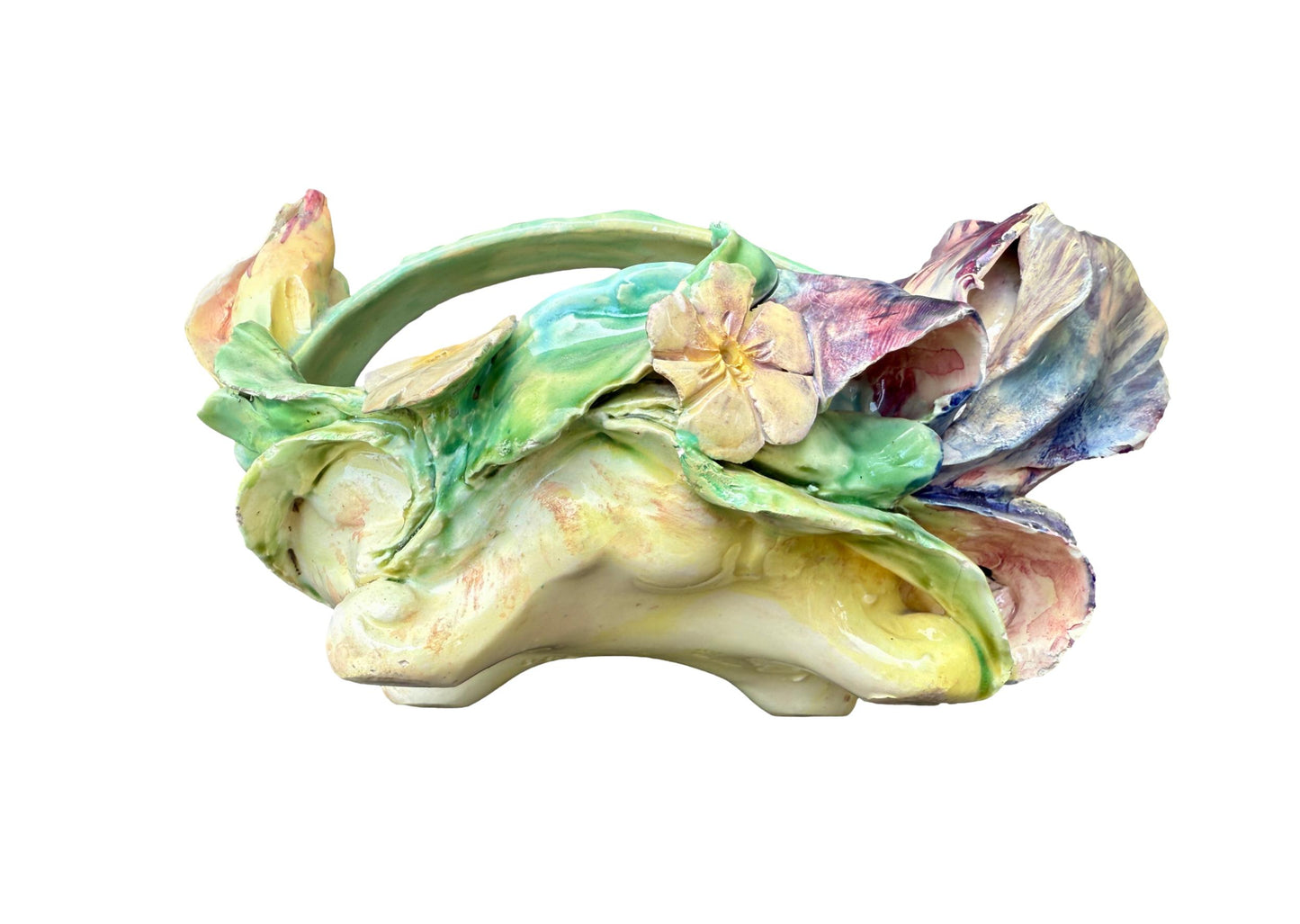 Antique Longchamp Majolica Iris Basket – 19th Century