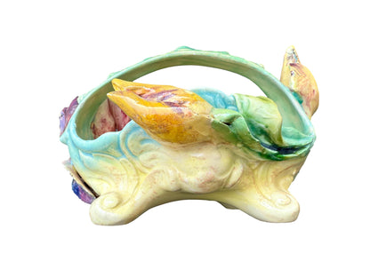 Antique Longchamp Majolica Iris Basket – 19th Century