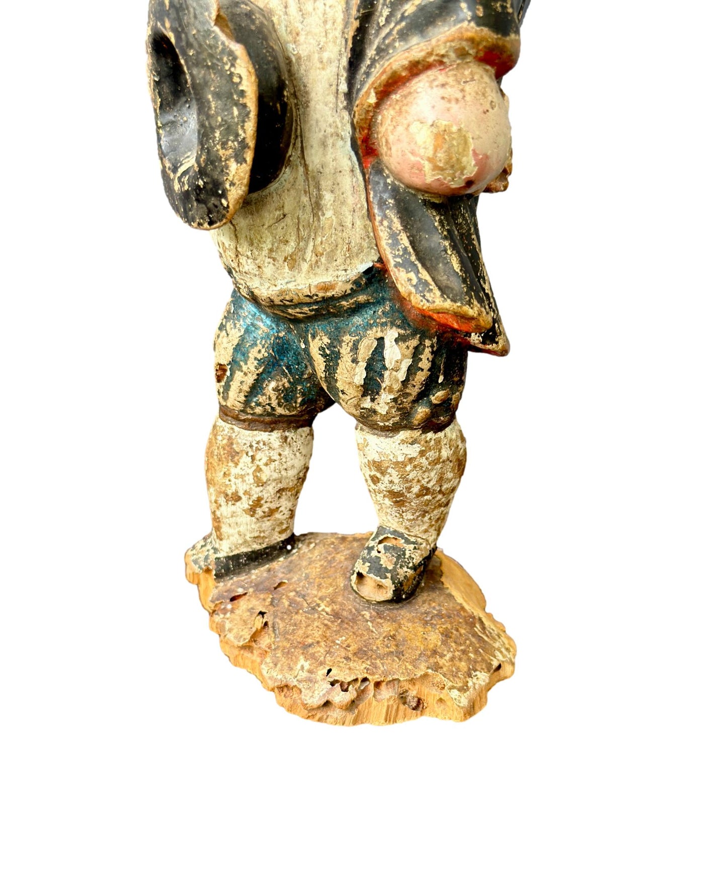 18th Antique polychrome carved wooden statuette