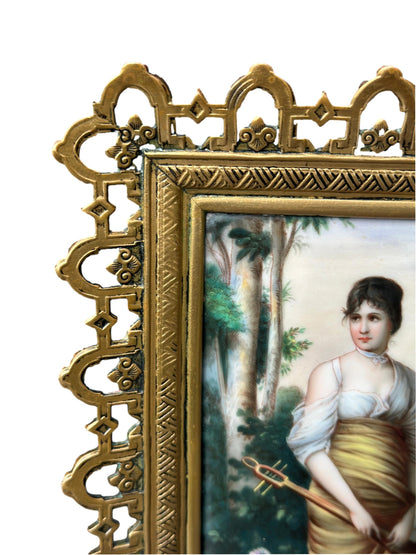Antique 1900 Porcelain Plaque Painting