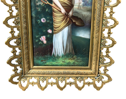 Antique 1900 Porcelain Plaque Painting