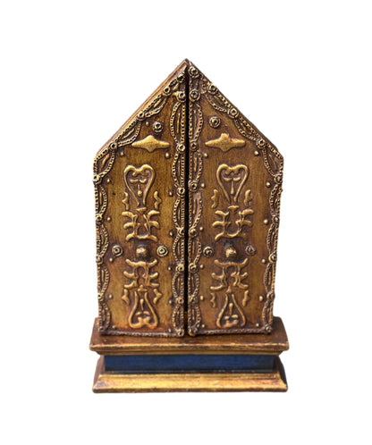 Antique Italian Religious Triptych, Virgin and Child, Gilded Wood – 1930s Florentine Sacred Art