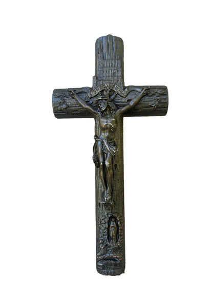 1930's Antique crucifix cross Lourdes