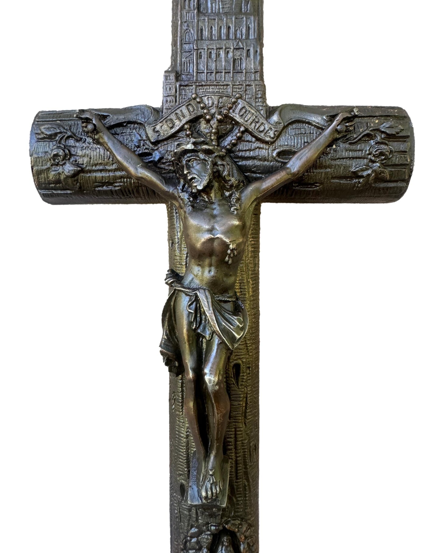 1930's Antique crucifix cross Lourdes