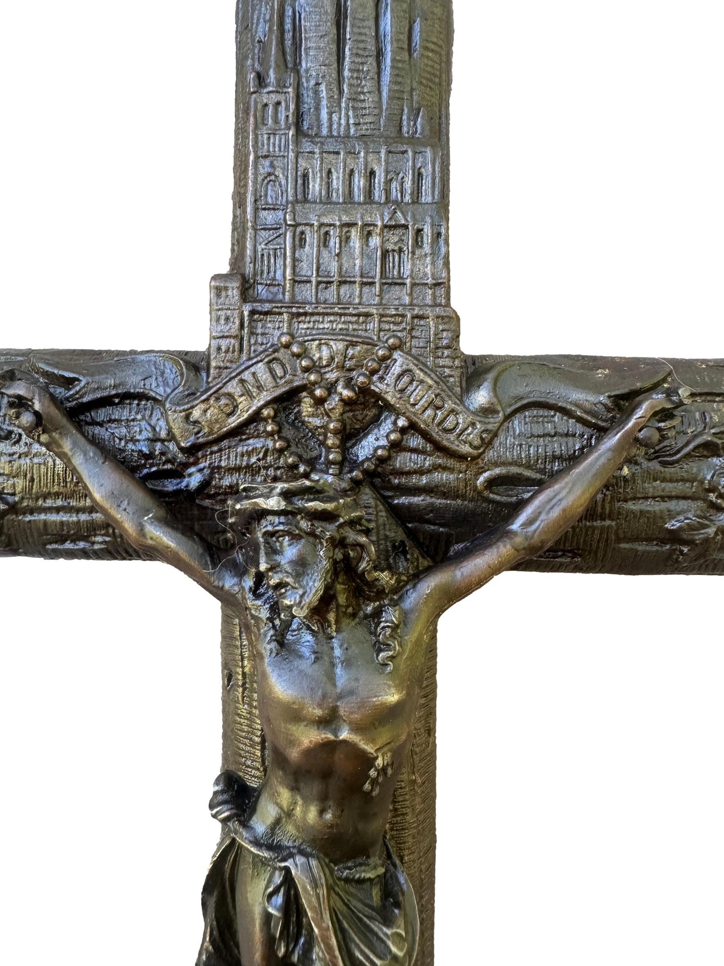 1930's Antique crucifix cross Lourdes