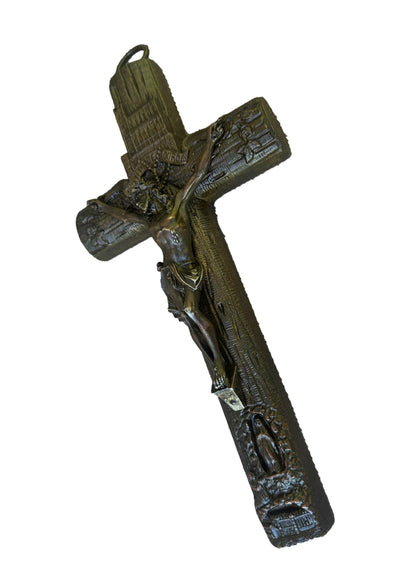 1930's Antique crucifix cross Lourdes