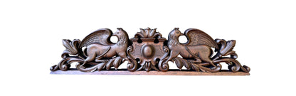 19th Century Carved Oak Pediment with Griffins – French Gothic Antique