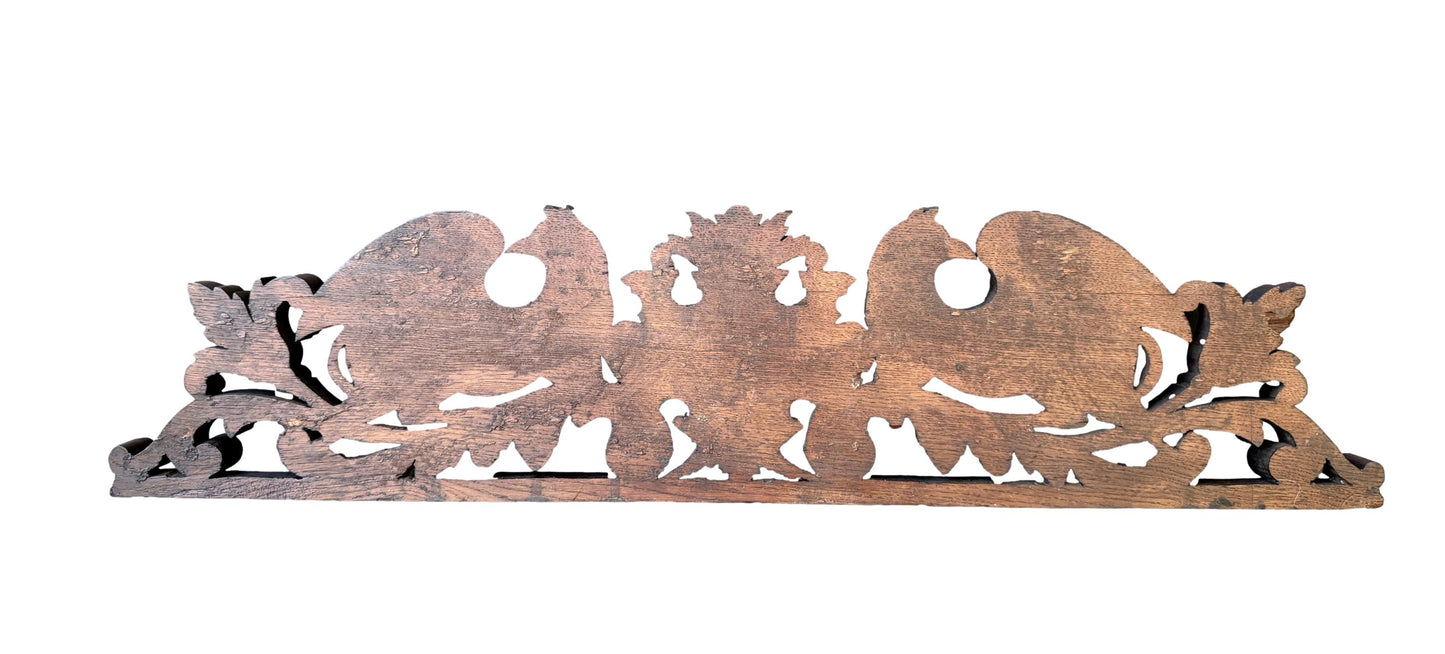 19th Century Carved Oak Pediment with Griffins – French Gothic Antique