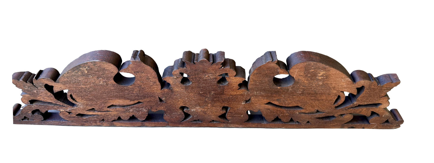 19th Century Carved Oak Pediment with Griffins – French Gothic Antique