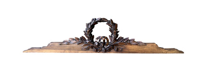 19th Century Carved Walnut Pediment – Louis XVI Laurel Wreath French Antique