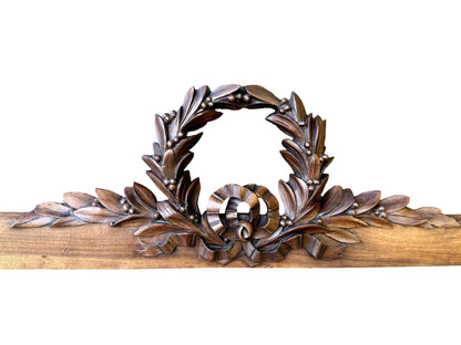 19th Century Carved Walnut Pediment – Louis XVI Laurel Wreath French Antique