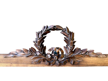 19th Century Carved Walnut Pediment – Louis XVI Laurel Wreath French Antique