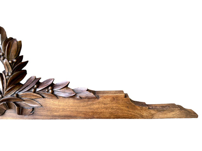 19th Century Carved Walnut Pediment – Louis XVI Laurel Wreath French Antique