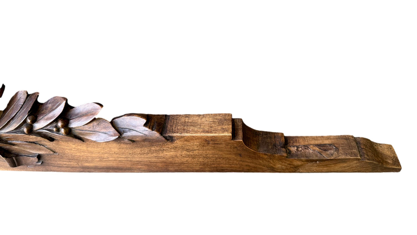 19th Century Carved Walnut Pediment – Louis XVI Laurel Wreath French Antique