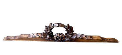 19th Century Carved Walnut Pediment – Louis XVI Laurel Wreath French Antique