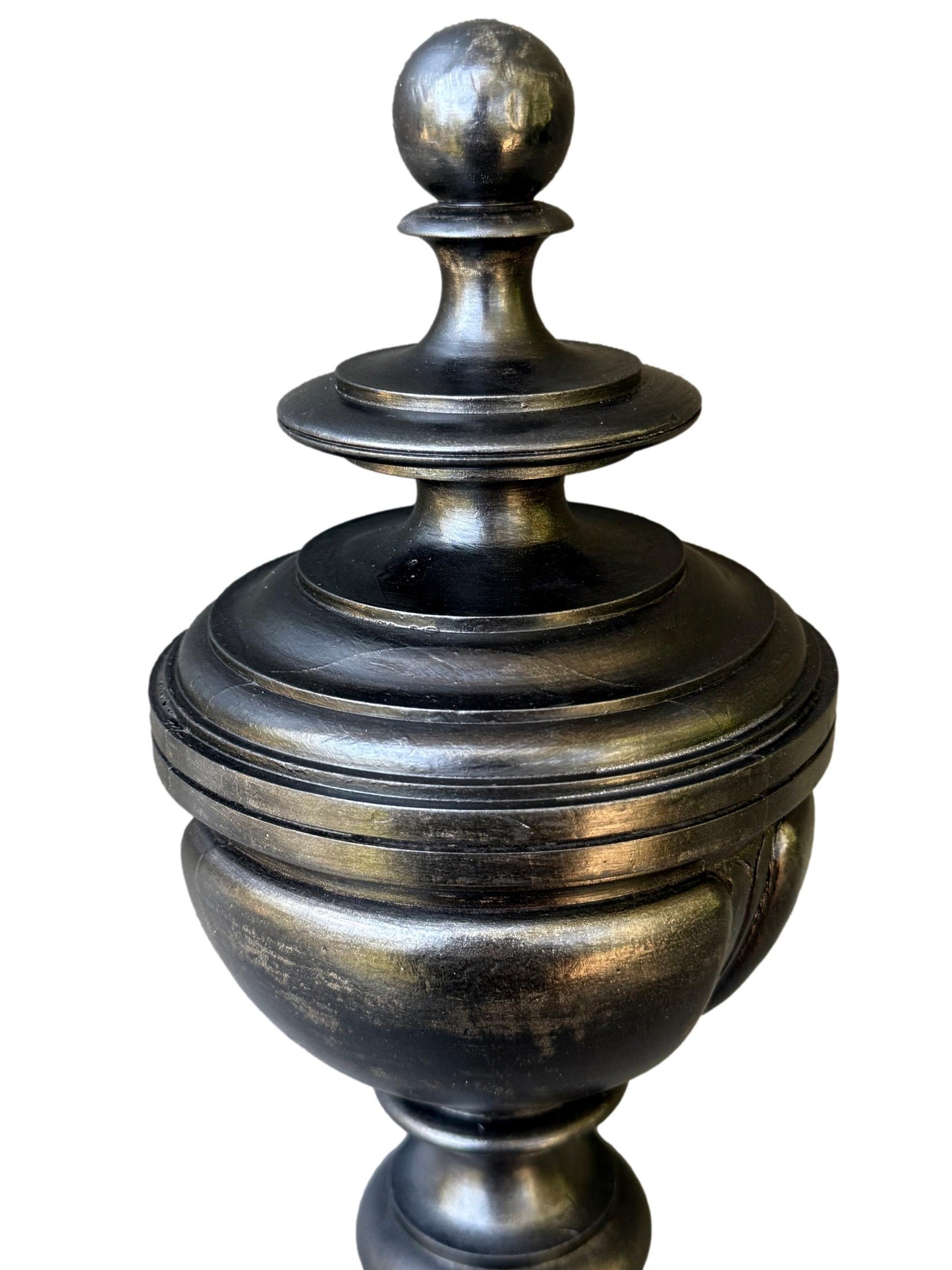 19th Century French Staircase Finial – Napoleon III Black Wood Bobèche