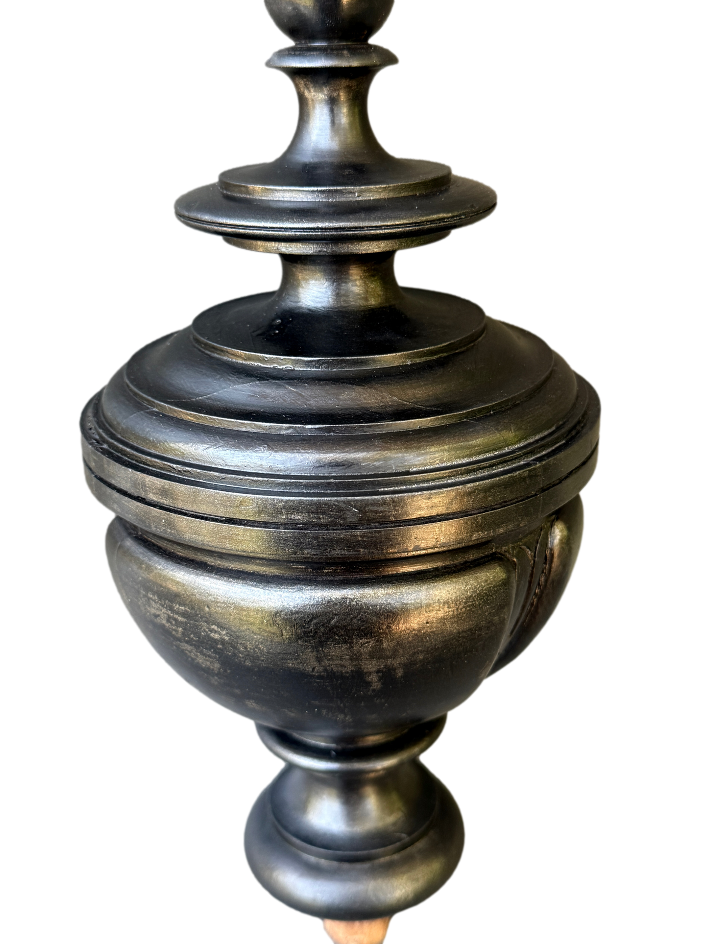 19th Century French Staircase Finial – Napoleon III Black Wood Bobèche