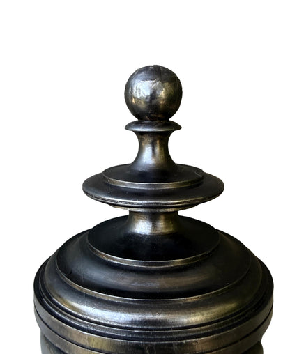 19th Century French Staircase Finial – Napoleon III Black Wood Bobèche