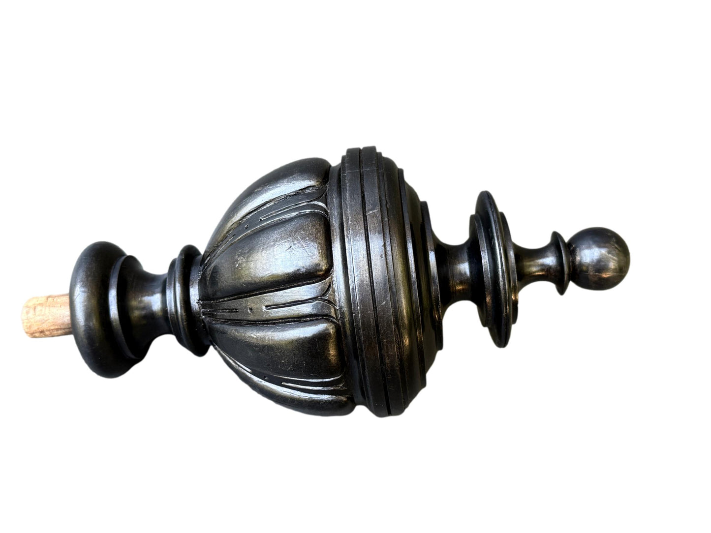 19th Century French Staircase Finial – Napoleon III Black Wood Bobèche