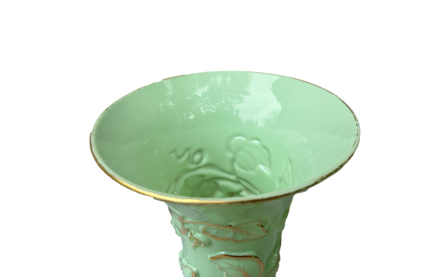 Grand Baccarat XXL Opaline Vase 1865 | Green & Gold Grape Decor