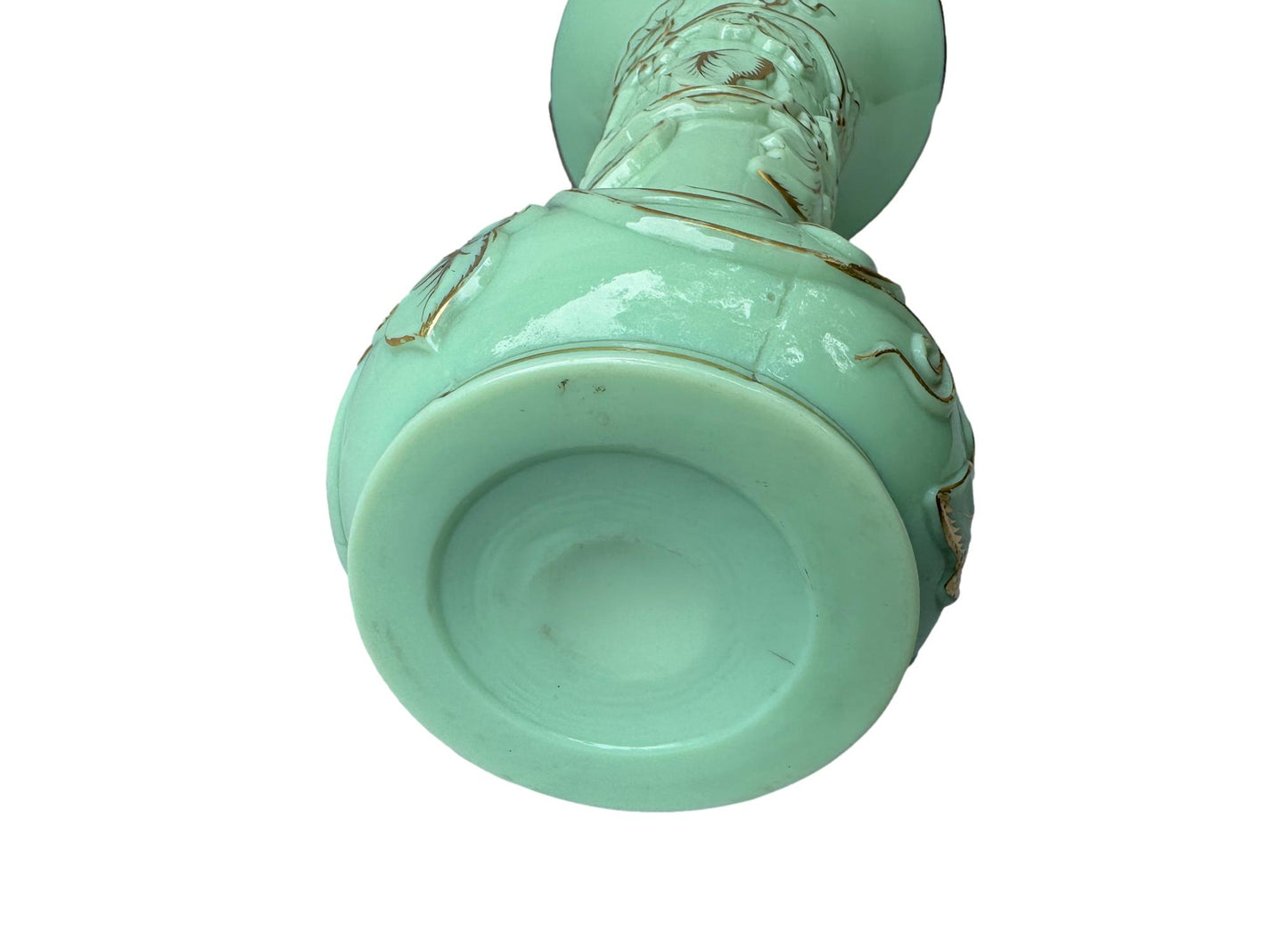 Grand Baccarat XXL Opaline Vase 1865 | Green & Gold Grape Decor