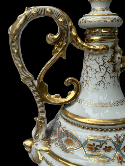 Antique 19th C. Paris Porcelain Coffee Pot | Hand-Painted & Gold Gilt