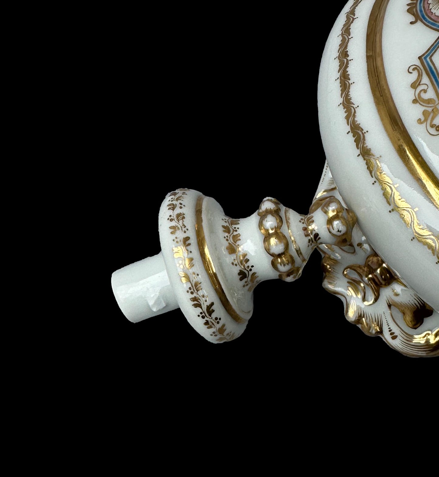 Antique 19th C. Paris Porcelain Coffee Pot | Hand-Painted & Gold Gilt