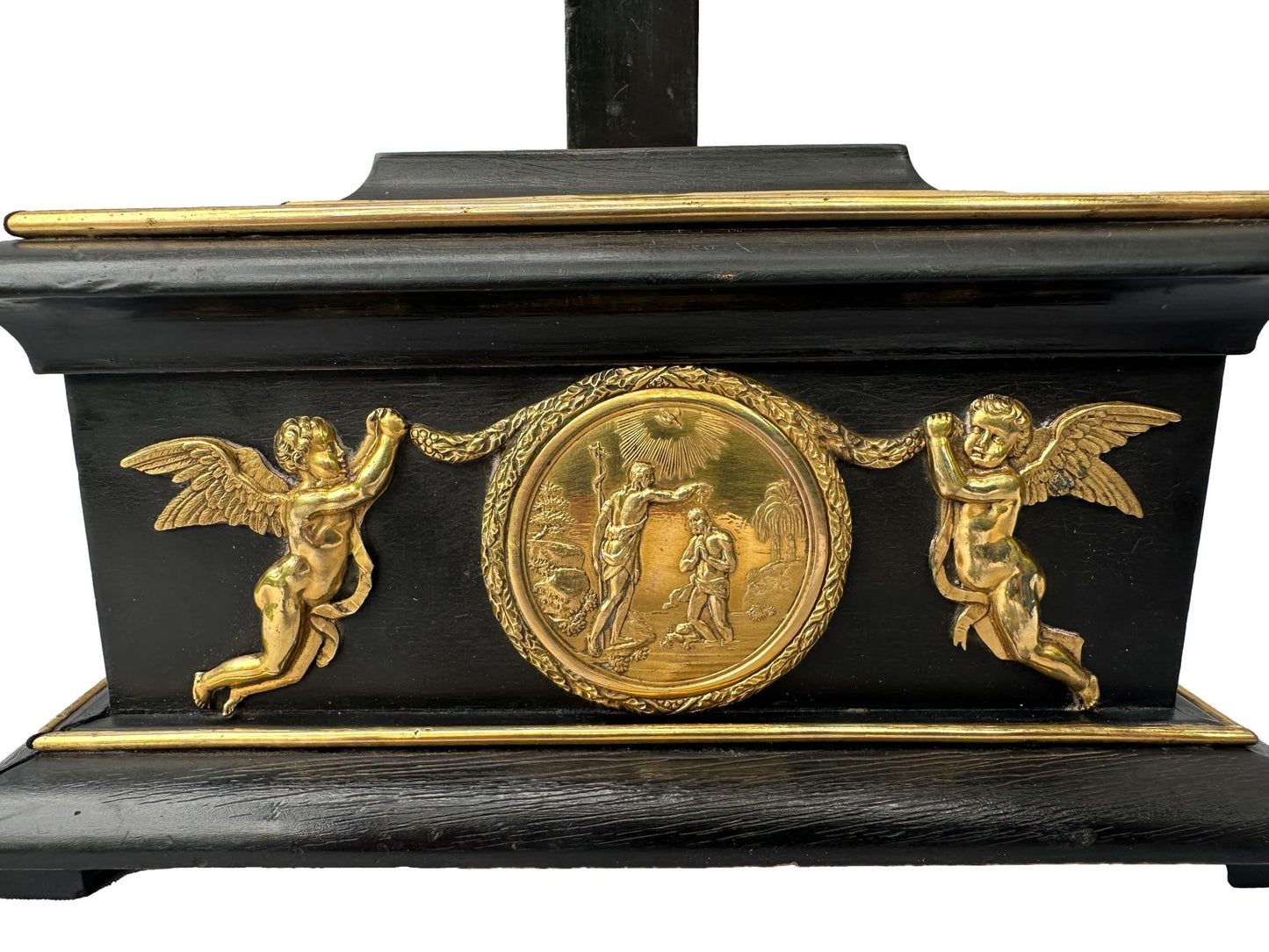 Antique Empire Crucifix 1810 | Gilt Bronze & Baptism Medallion