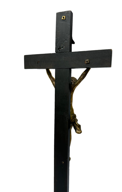 Antique Empire Crucifix 1810 | Gilt Bronze & Baptism Medallion
