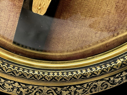 Exceptional Napoleon III Oval Religious Frame – Gold Leaf Christ & Original Domed Glass (c. 1880)