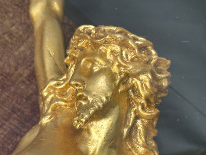 Exceptional Napoleon III Oval Religious Frame – Gold Leaf Christ & Original Domed Glass (c. 1880)