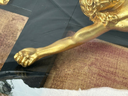 Exceptional Napoleon III Oval Religious Frame – Gold Leaf Christ & Original Domed Glass (c. 1880)