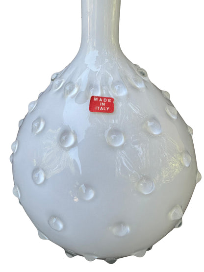 Empoli Italian White Cased Glass Seed Pod Bud Vase