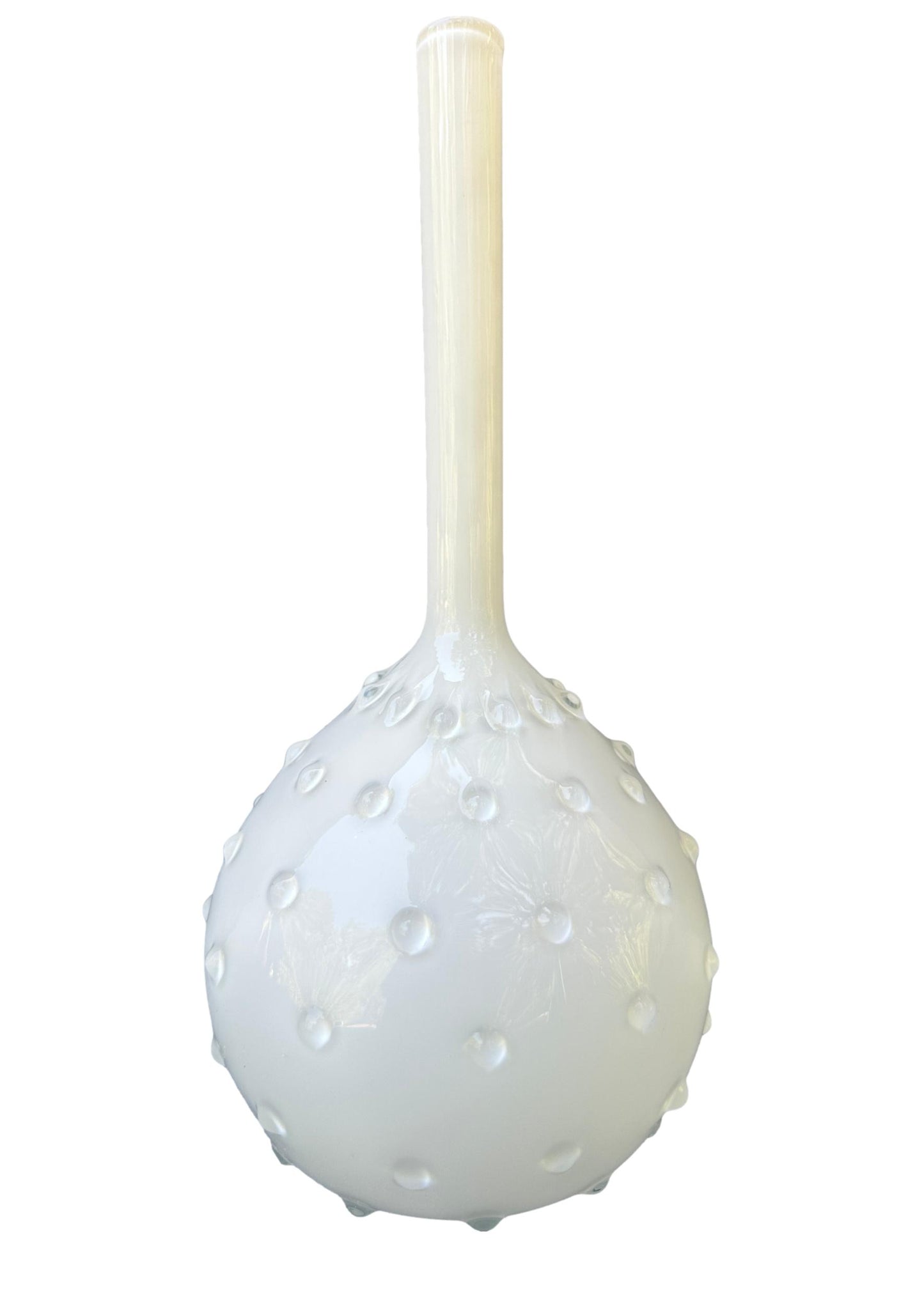 Empoli Italian White Cased Glass Seed Pod Bud Vase