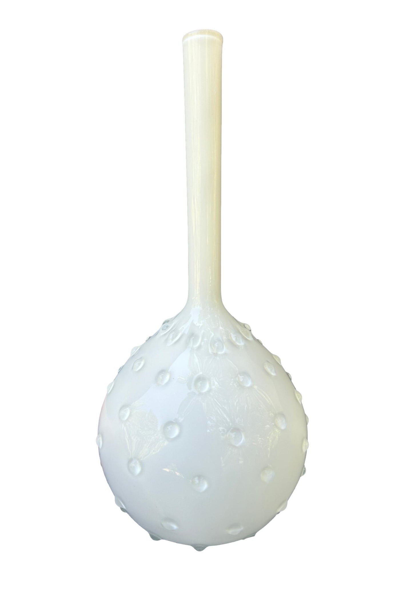 Empoli Italian White Cased Glass Seed Pod Bud Vase