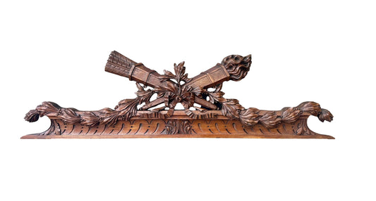 Antique Carved Walnut Pediment – Louis XVI Style 19th Century French Architectural Element
