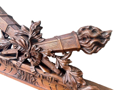 Antique Carved Walnut Pediment – Louis XVI Style 19th Century French Architectural Element