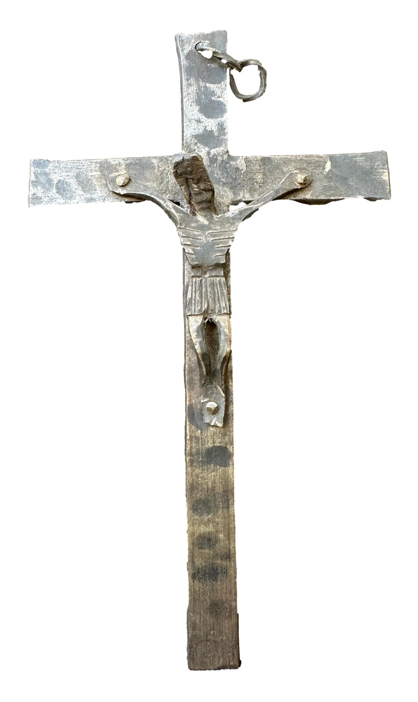 Brutalist Hammered Iron Wall Crucifix