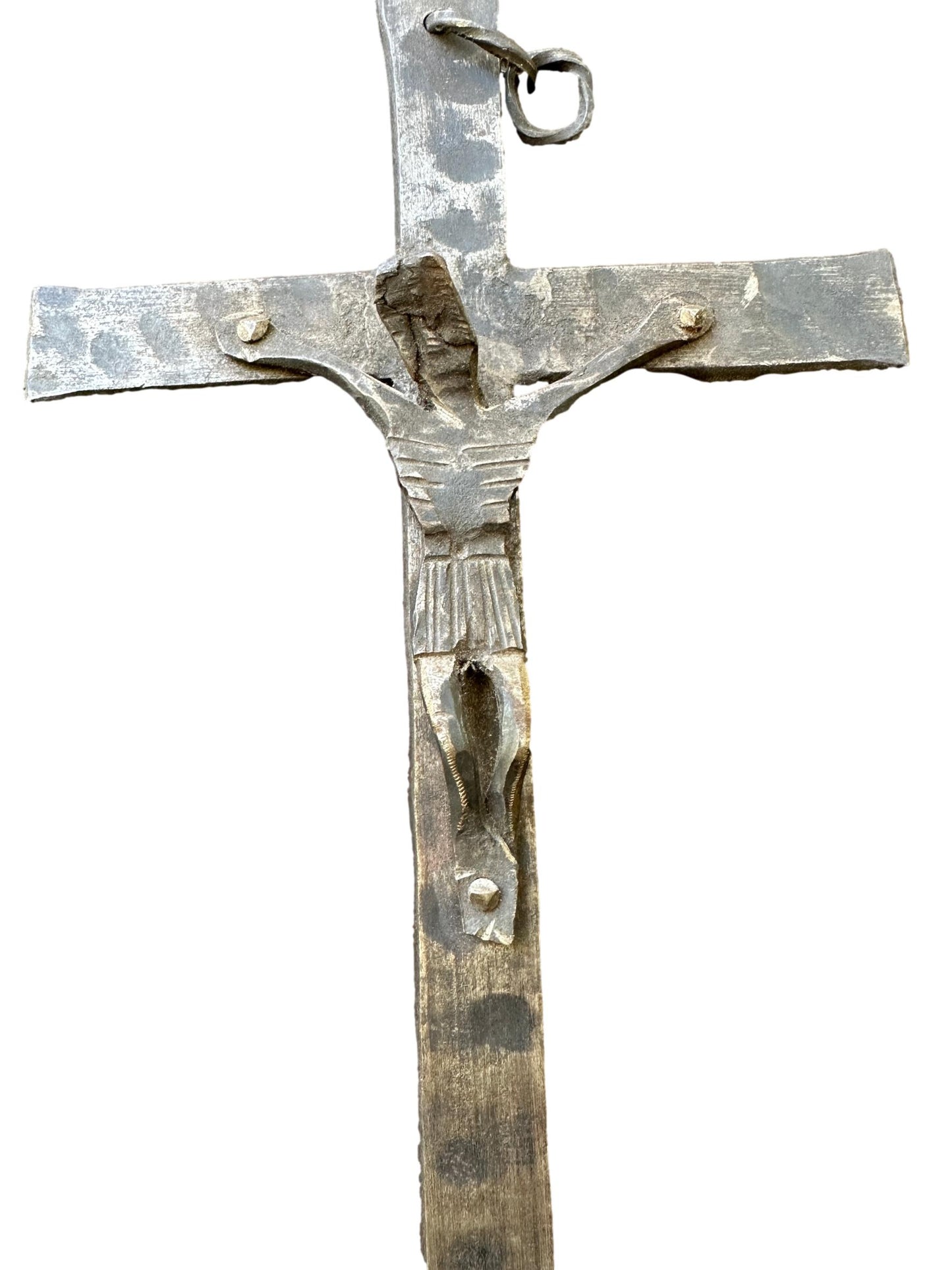 Brutalist Hammered Iron Wall Crucifix