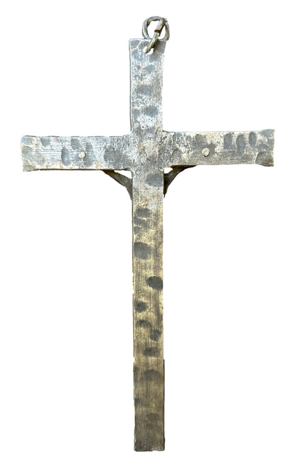 Brutalist Hammered Iron Wall Crucifix