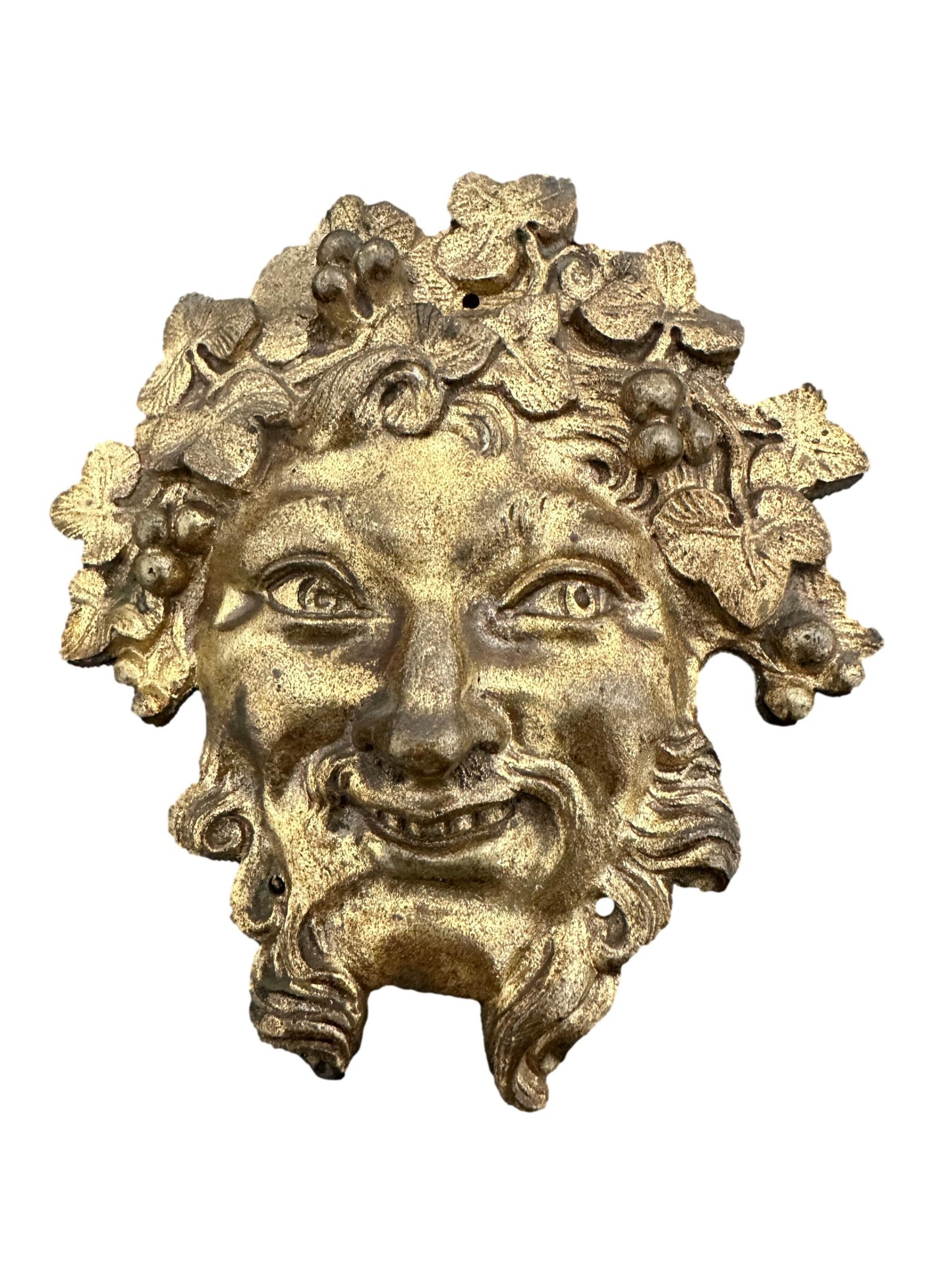 Antique 19th C. Gilt Bronze Bacchus Head | God of Wine Decor