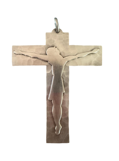 RARE Jean Desprès Art Deco silver-plated bronze cross