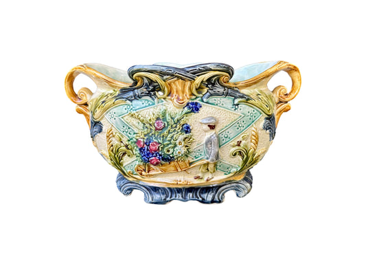 Art Nouveau Large Majolica Jardiniere Onnaing