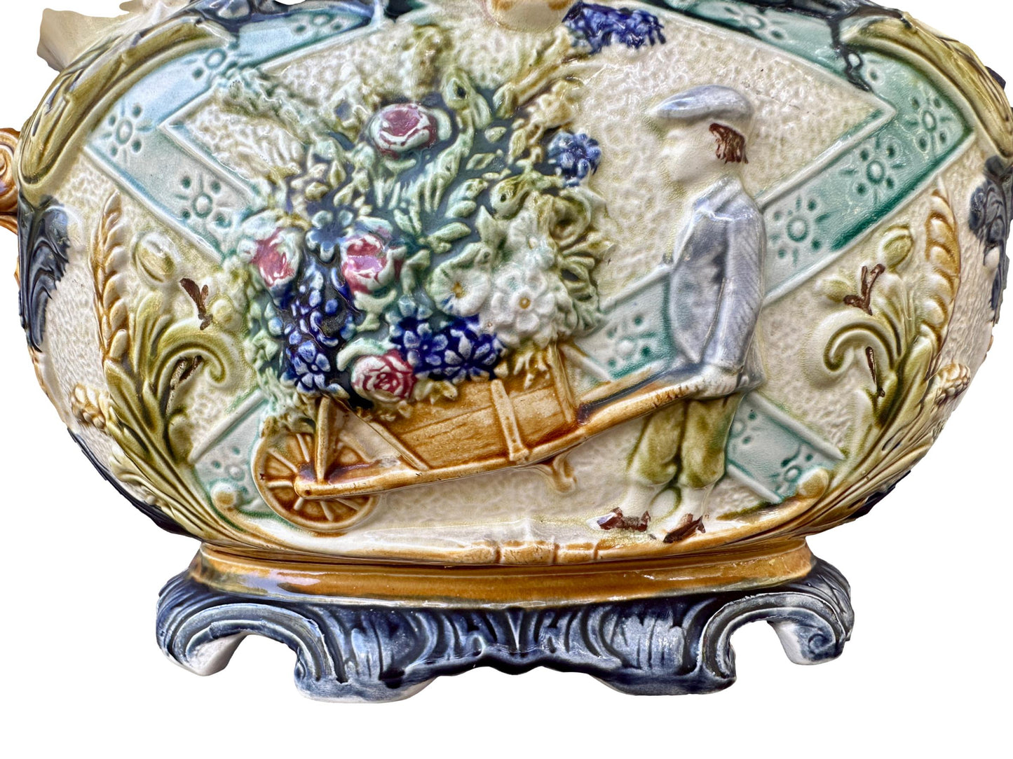 Art Nouveau Large Majolica Jardiniere Onnaing