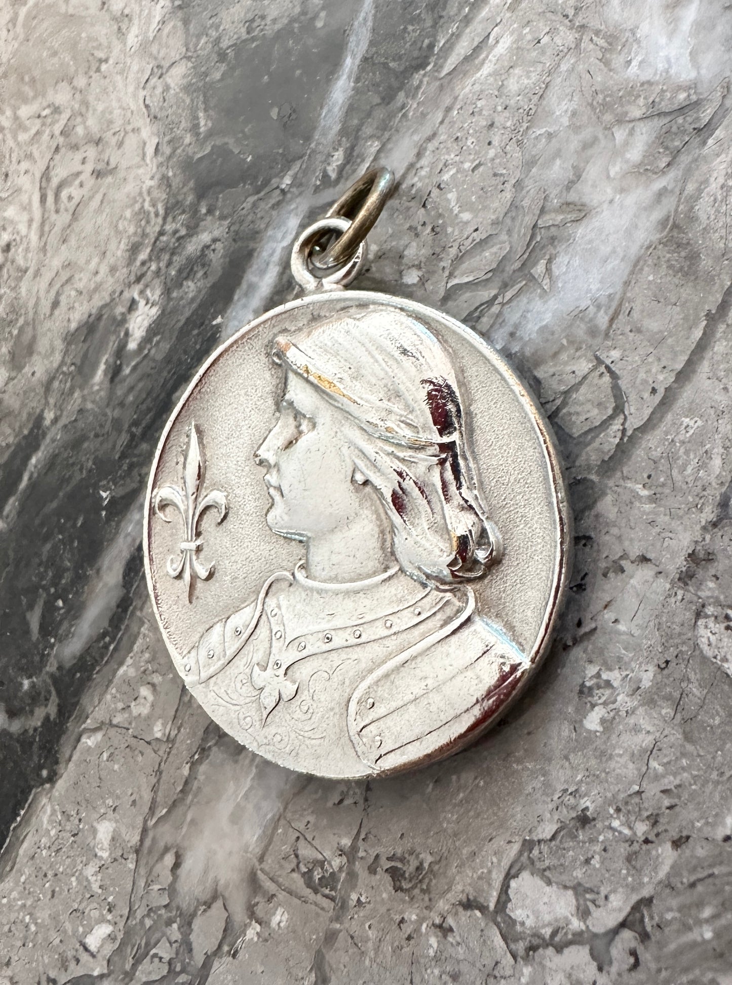 Silver-plated Saint Joan of Arc Pendant