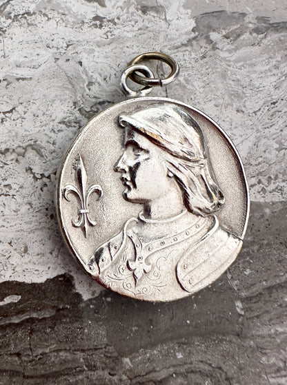 Silver-plated Saint Joan of Arc Pendant