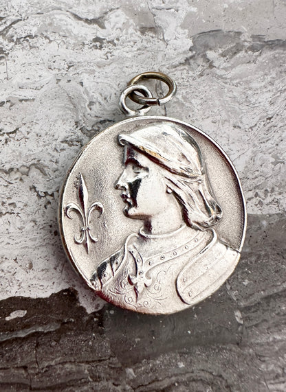 Silver-plated Saint Joan of Arc Pendant