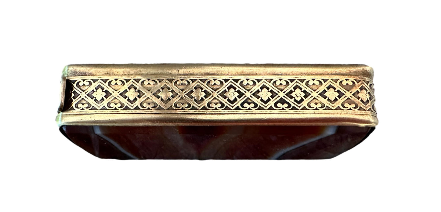 French Antique Agate Brass Pyrogenic Fire box